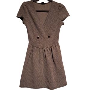 Urban renewal dress SMALL Gray V Neck Faux Wrap Front With Button Accents